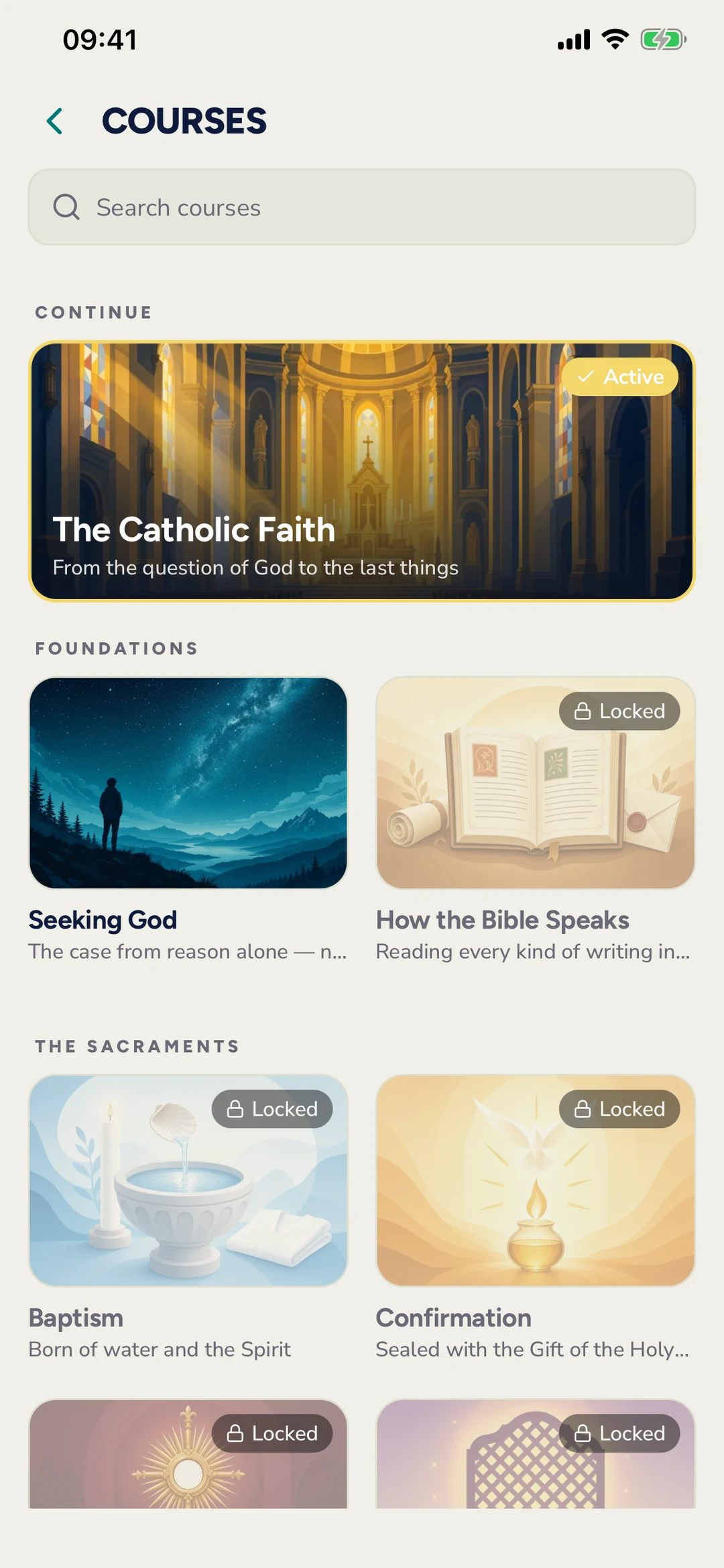 The course picker: The Catholic Faith, Seeking God, and the sacraments